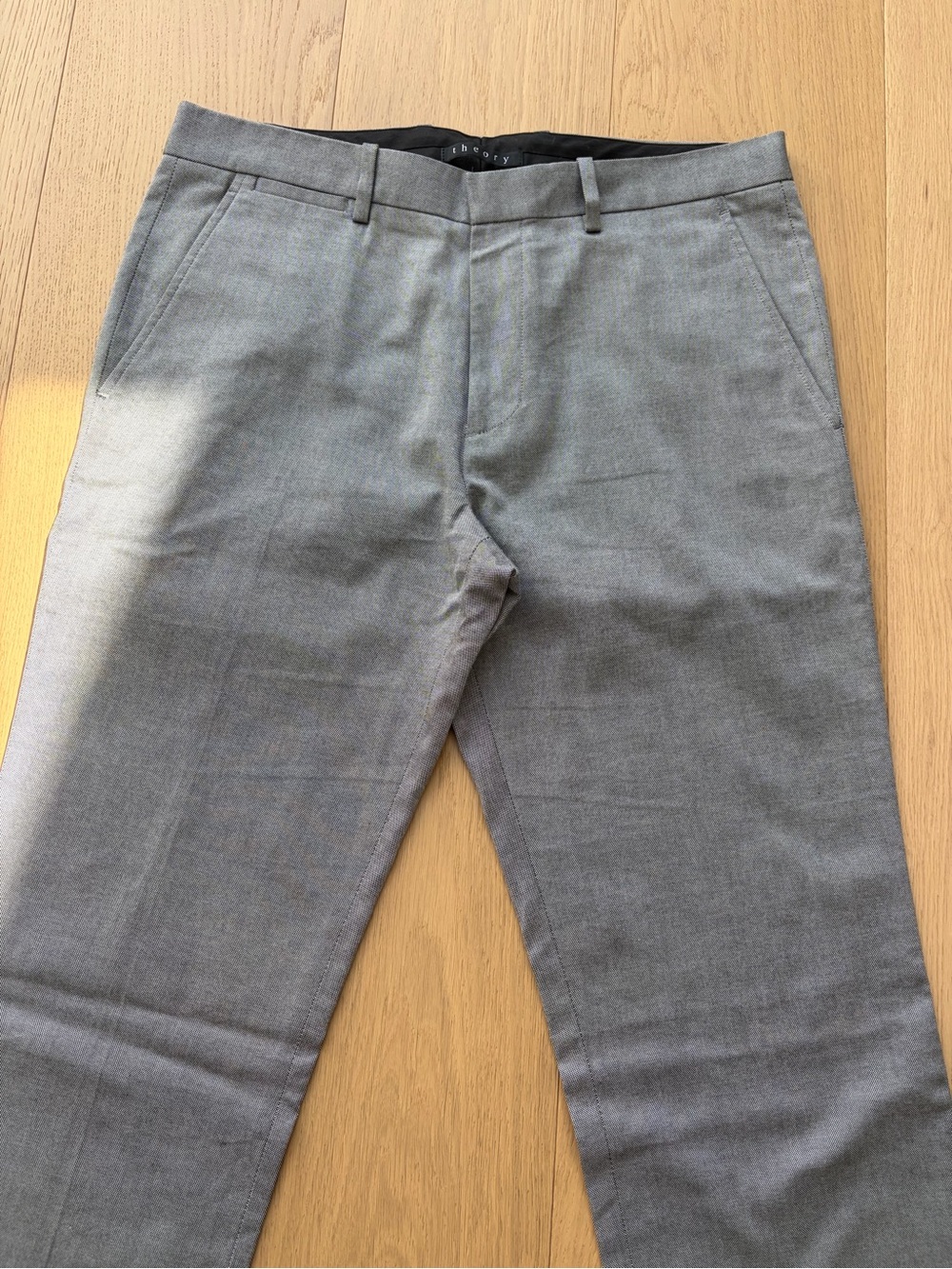 Theory Gray Cotton Dress Pants - Straight Fit